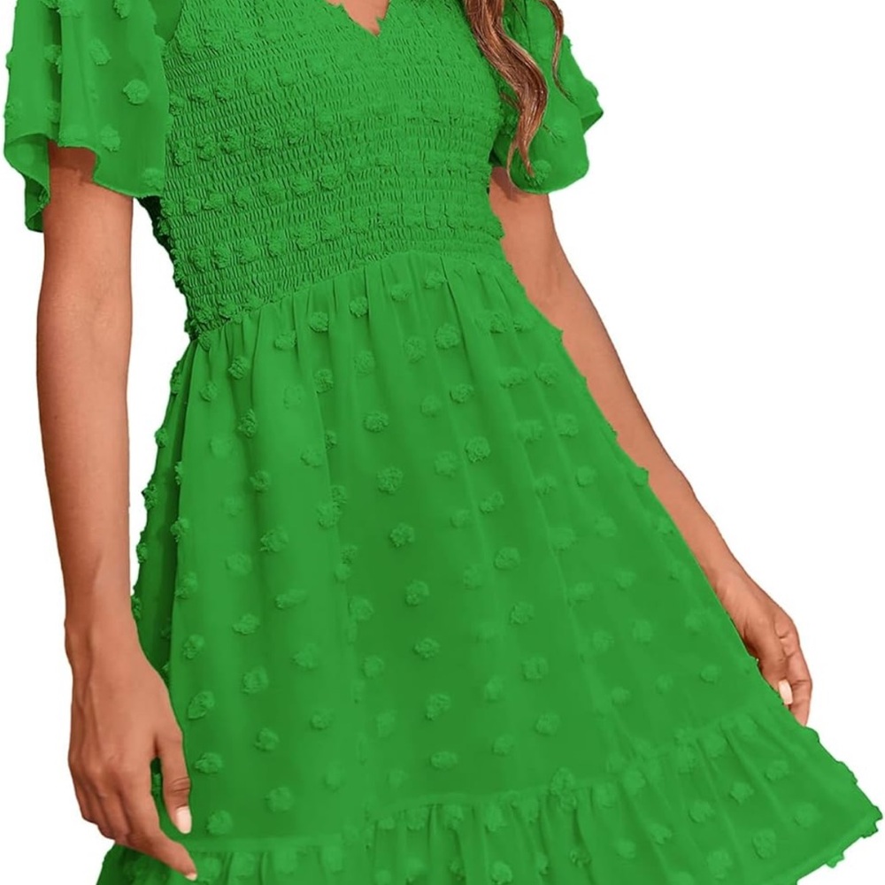 Green Textured Dress - Picture 2 of 3
